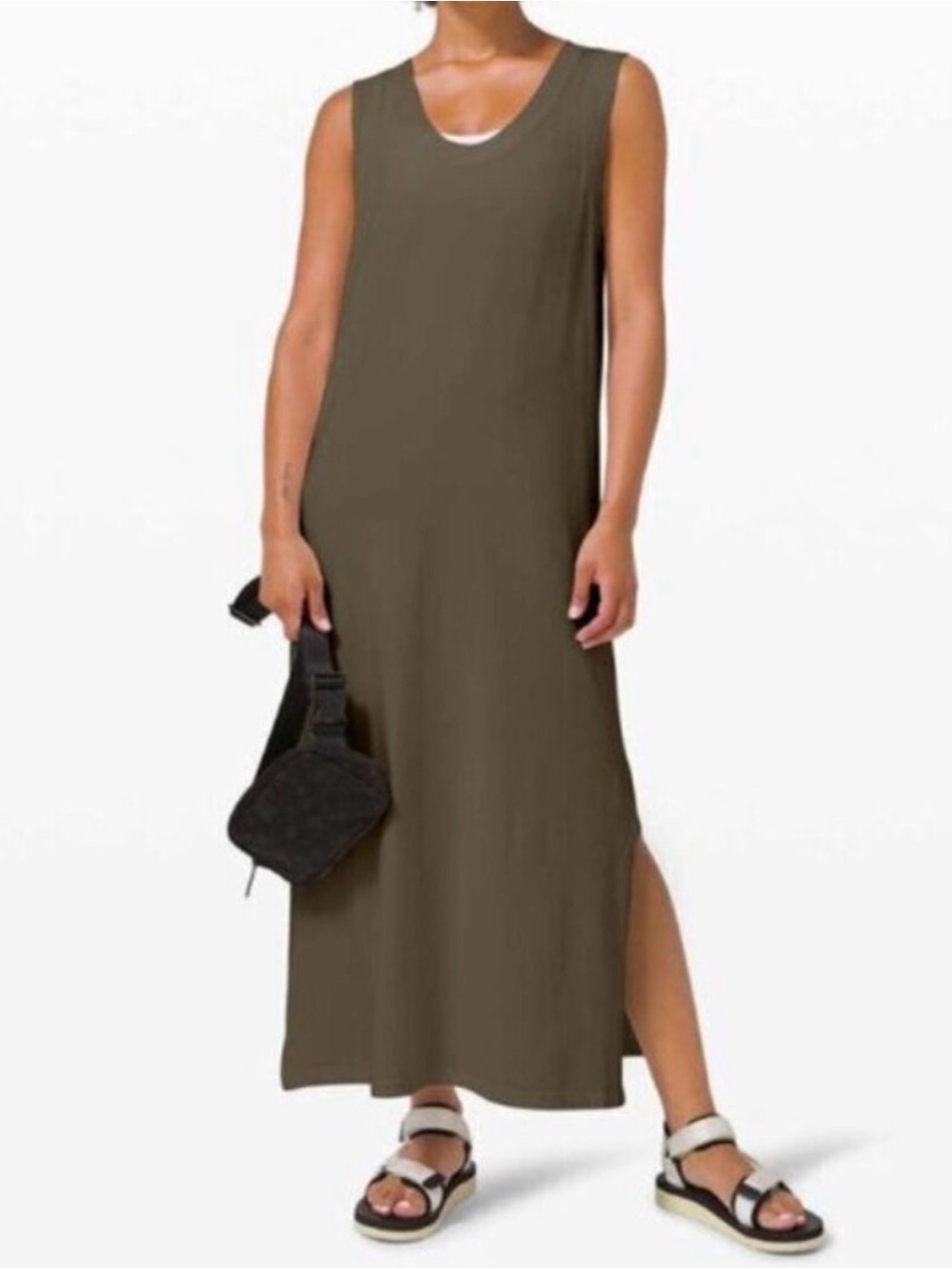 Lululemon All Yours Tank Maxi Dress Dark Olive Green size 8 fit